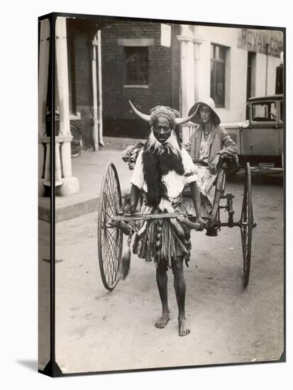 Horned Rickshaw Man in Bulawayo Southern Rhodesia-null-Stretched Canvas