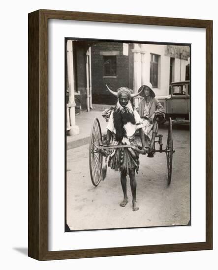 Horned Rickshaw Man in Bulawayo Southern Rhodesia-null-Framed Art Print