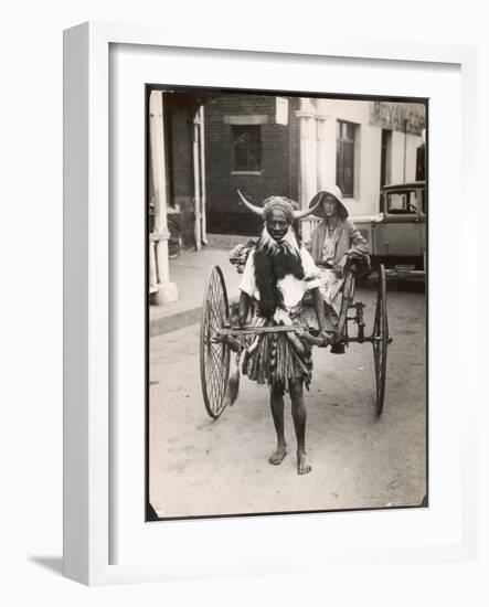 Horned Rickshaw Man in Bulawayo Southern Rhodesia-null-Framed Art Print