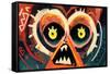 Horrific Scream Cubism Face. Carton Modern Art.-La Cassette Bleue-Framed Stretched Canvas