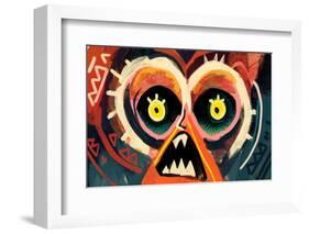 Horrific Scream Cubism Face. Carton Modern Art.-La Cassette Bleue-Framed Photographic Print