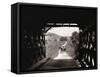 Horse and Buggy Viewed through Covered Bridge-null-Framed Stretched Canvas