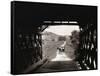 Horse and Buggy Viewed through Covered Bridge-null-Framed Stretched Canvas