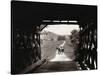 Horse and Buggy Viewed through Covered Bridge-null-Stretched Canvas