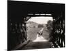 Horse and Buggy Viewed through Covered Bridge-null-Mounted Photographic Print