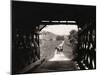 Horse and Buggy Viewed through Covered Bridge-null-Mounted Photographic Print