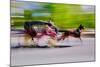 Horse and carriage drives in traffic down Central Park West in Manhattan, New York City, NY-null-Mounted Photographic Print