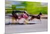 Horse and carriage drives in traffic down Central Park West in Manhattan, New York City, NY-null-Mounted Photographic Print