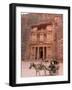 Horse and Carriage in Front of the Treasury (Al-Khazneh), Petra, Unesco World Heritage Site, Jordan-Christian Kober-Framed Photographic Print