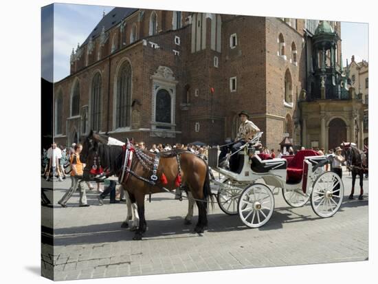 Horse and Carriage in Main Market Square, Old Town District, Krakow, Poland-R H Productions-Stretched Canvas