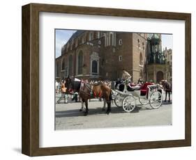 Horse and Carriage in Main Market Square, Old Town District, Krakow, Poland-R H Productions-Framed Photographic Print