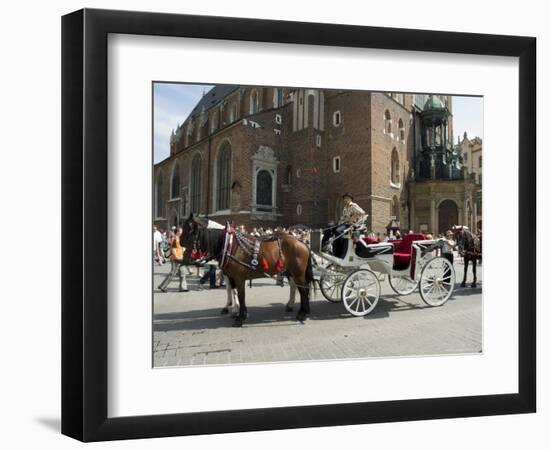 Horse and Carriage in Main Market Square, Old Town District, Krakow, Poland-R H Productions-Framed Photographic Print