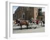 Horse and Carriage in Main Market Square, Old Town District, Krakow, Poland-R H Productions-Framed Photographic Print