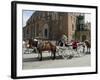 Horse and Carriage in Main Market Square, Old Town District, Krakow, Poland-R H Productions-Framed Photographic Print