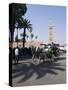 Horse and Carriage Near Jemaa El Fna with Koutoubia in Background, Marrakech, Morocco-Ethel Davies-Stretched Canvas