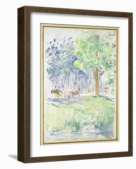 Horse and Carriage on a Woodland Road, after 1883 (Watercolour on White Wove Paper)-Berthe Morisot-Framed Giclee Print