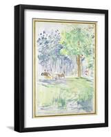 Horse and Carriage on a Woodland Road, after 1883 (Watercolour on White Wove Paper)-Berthe Morisot-Framed Giclee Print