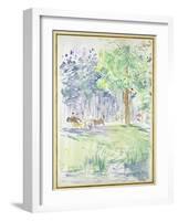 Horse and Carriage on a Woodland Road, after 1883 (Watercolour on White Wove Paper)-Berthe Morisot-Framed Giclee Print