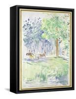 Horse and Carriage on a Woodland Road, after 1883 (Watercolour on White Wove Paper)-Berthe Morisot-Framed Stretched Canvas
