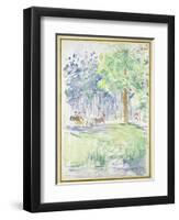 Horse and Carriage on a Woodland Road, after 1883 (Watercolour on White Wove Paper)-Berthe Morisot-Framed Giclee Print