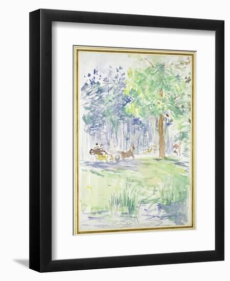 Horse and Carriage on a Woodland Road, after 1883 (Watercolour on White Wove Paper)-Berthe Morisot-Framed Giclee Print