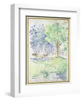 Horse and Carriage on a Woodland Road, after 1883 (Watercolour on White Wove Paper)-Berthe Morisot-Framed Giclee Print