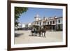 Horse and carriage riding along sand streets with brotherhood houses behind, El Rocio, Huelva Provi-Stuart Black-Framed Photographic Print