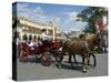 Horse and Carriages in Main Market Square, Old Town District, Krakow, Poland-R H Productions-Stretched Canvas