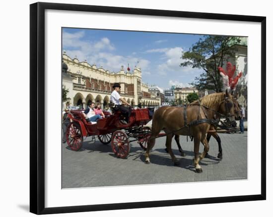 Horse and Carriages in Main Market Square, Old Town District, Krakow, Poland-R H Productions-Framed Photographic Print