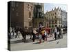 Horse and Carriages in Main Market Square, Old Town District, Krakow, Poland-R H Productions-Stretched Canvas