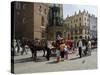 Horse and Carriages in Main Market Square, Old Town District, Krakow, Poland-R H Productions-Stretched Canvas