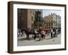 Horse and Carriages in Main Market Square, Old Town District, Krakow, Poland-R H Productions-Framed Photographic Print