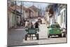 Horse and Cart and Vintage American Car on Cobbled Street in the Historic Centre of Trinidad-Lee Frost-Mounted Photographic Print