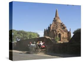 Horse and Cart by Buddhist Temples of Bagan, Myanmar (Burma)-Julio Etchart-Stretched Canvas