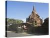 Horse and Cart by Buddhist Temples of Bagan, Myanmar (Burma)-Julio Etchart-Stretched Canvas