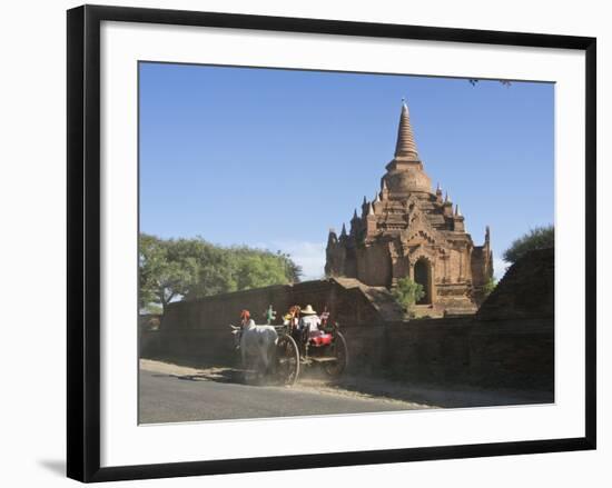 Horse and Cart by Buddhist Temples of Bagan, Myanmar (Burma)-Julio Etchart-Framed Photographic Print