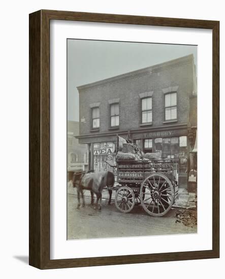 Horse and Cart with Sacks of Vegetables, Bow, London, 1900-null-Framed Photographic Print