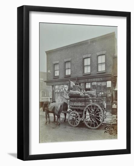 Horse and Cart with Sacks of Vegetables, Bow, London, 1900-null-Framed Photographic Print