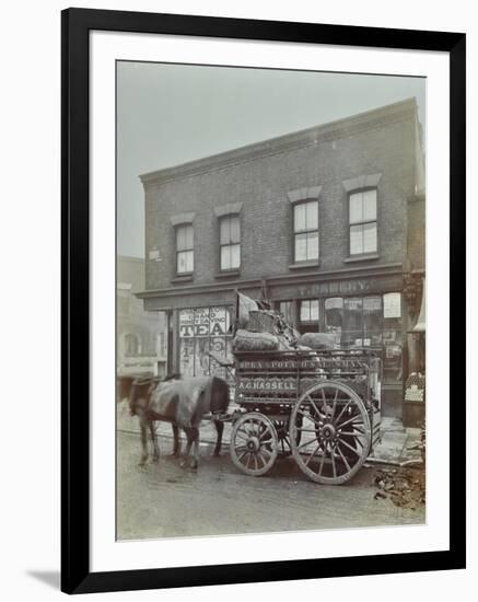Horse and Cart with Sacks of Vegetables, Bow, London, 1900-null-Framed Photographic Print
