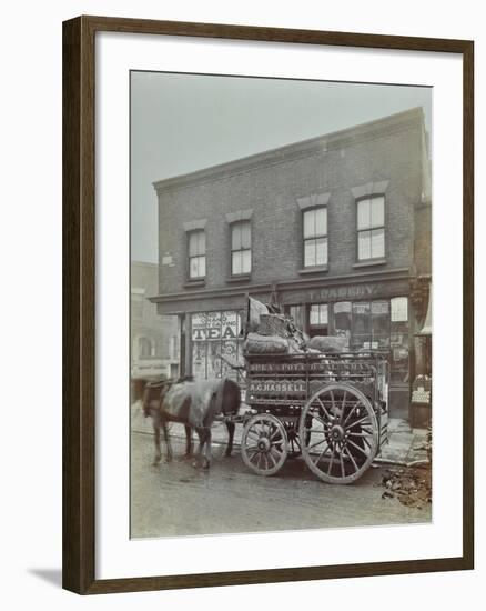 Horse and Cart with Sacks of Vegetables, Bow, London, 1900-null-Framed Photographic Print