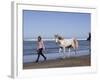 Horse and Lady Walking on Beach (Photo Released), California-Lynn M^ Stone-Framed Photographic Print