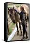 Horse and Lovely Equestrian Girl, Care for a Horse-Gorilla-Framed Stretched Canvas