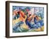 Horse and Rider and Buildings, 1914-Umberto Boccioni-Framed Giclee Print