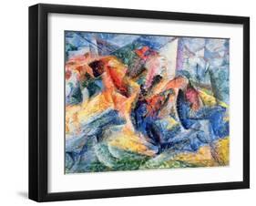 Horse and Rider and Buildings, 1914-Umberto Boccioni-Framed Giclee Print