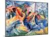 Horse and Rider and Buildings, 1914-Umberto Boccioni-Mounted Giclee Print