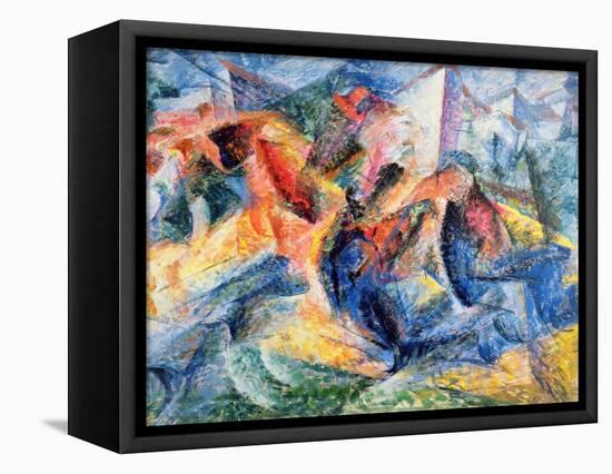 Horse and Rider and Buildings, 1914-Umberto Boccioni-Framed Stretched Canvas