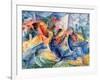 Horse and Rider and Buildings, 1914-Umberto Boccioni-Framed Giclee Print