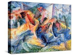 Horse and Rider and Buildings, 1914-Umberto Boccioni-Stretched Canvas