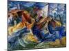 Horse and Rider and Buildings, 1914-Umberto Boccioni-Mounted Giclee Print