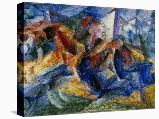 Horse and Rider and Buildings, 1914-Umberto Boccioni-Stretched Canvas